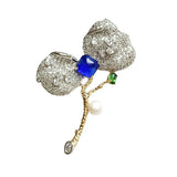 Cubic Zircon Leaves Brooches Freshwater Pearl Corsage