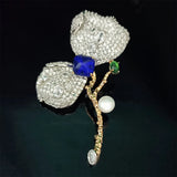 Cubic Zircon Leaves Brooches Freshwater Pearl Corsage