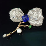 Cubic Zircon Leaves Brooches Freshwater Pearl Corsage