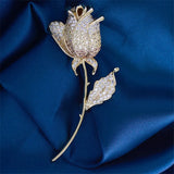 Red Rose Brooch Pin Micro Pave Zircon Corsage Women Jewelry