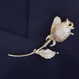 Red Rose Brooch Pin Micro Pave Zircon Corsage Women Jewelry