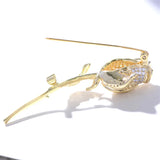 Red Rose Brooch Pin Micro Pave Zircon Corsage Women Jewelry