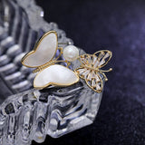Zirconia Butterfly Brooch with Pearl Shell Animal Pin