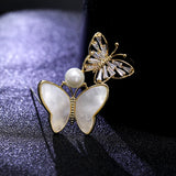 Zirconia Butterfly Brooch with Pearl Shell Animal Pin
