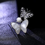 Zirconia Butterfly Brooch with Pearl Shell Animal Pin