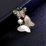 Zirconia Butterfly Brooch with Pearl Shell Animal Pin