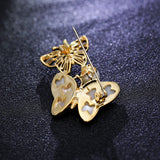 Zirconia Butterfly Brooch with Pearl Shell Animal Pin