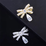 Spring Bowknot Collar Pin with Drop Water for Women
