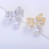 Spring Bowknot Collar Pin with Drop Water for Women