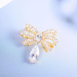 Spring Bowknot Collar Pin with Drop Water for Women