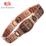 Magnetic Cross Pattern Bracelet Christian Copper Charm Jesus Christ Wristband
