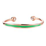 Trendy Magnetic Copper Bangle for Women Green Enamel Jewelry