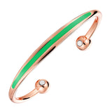 Trendy Magnetic Copper Bangle for Women Green Enamel Jewelry