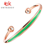Trendy Magnetic Copper Bangle for Women Green Enamel Jewelry