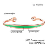 Trendy Magnetic Copper Bangle for Women Green Enamel Jewelry