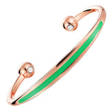 Trendy Magnetic Copper Bangle for Women Green Enamel Jewelry