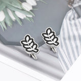Leaf Shape Mens Cufflinks Enamel Cuff Link Groomsman Wedding Gift