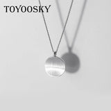 925 Sterling Silver Circle Choker Pendant Necklace for Women
