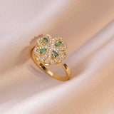 Flower Ring Stud Earrings Necklace Bracelets Set
