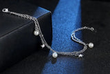 925 Silver Pearl Star Charm Bracelets Women Valentine's Gift Double Layer Chain