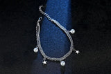 925 Silver Pearl Star Charm Bracelets Women Valentine's Gift Double Layer Chain