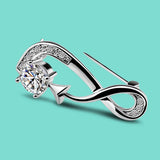 925 Silver Brooch Zircon Pendant for Women
