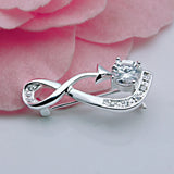 925 Silver Brooch Zircon Pendant for Women