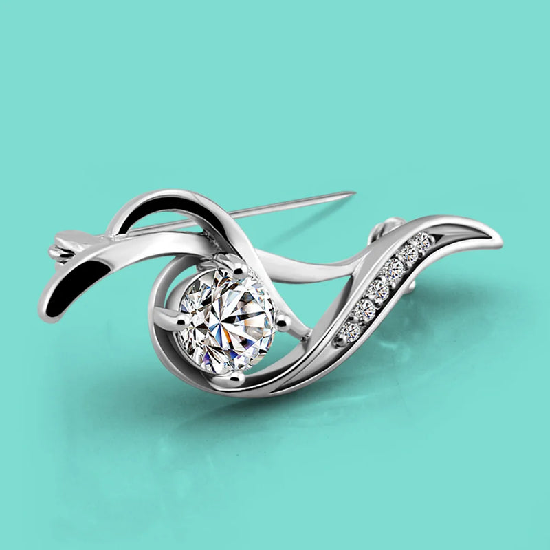 925 Silver Brooch Zircon Pendant for Women