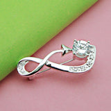 925 Silver Brooch Zircon Pendant for Women
