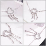 Silver 925 Bracelet Tassel Heart Solid Silver Chain Charm Jewelry