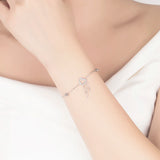 Silver 925 Bracelet Tassel Heart Solid Silver Chain Charm Jewelry