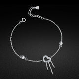 Silver 925 Bracelet Tassel Heart Solid Silver Chain Charm Jewelry