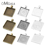 OMGALA 10pcs Square Cabochons Bases Charms Pendant Findings Crafts