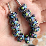 8*14 MM Round Glaze Big Hole 925 Sterling Silver Beads