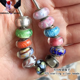 8*14 MM Round Glaze Big Hole 925 Sterling Silver Beads