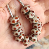 8*14 MM Round Glaze Big Hole 925 Sterling Silver Beads