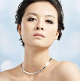 OMH Sterling Silver Flat Snake Bone Short Chains Necklaces NK07