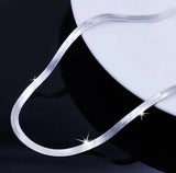 OMH Sterling Silver Flat Snake Bone Short Chains Necklaces NK07
