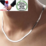 OMH Sterling Silver Flat Snake Bone Short Chains Necklaces NK07