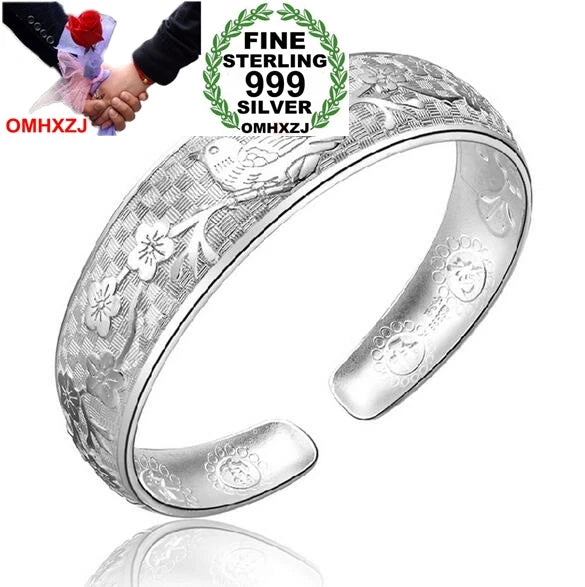 OMH magpies plum blossom woman kpop star Sterling Silver bracelet