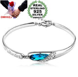 OMH geometric Crystal shoes 925 silver adjustable Bangles