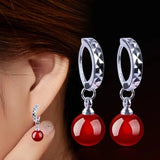 Kpop Star Carnelian Red 925 Silver Earrings YS121