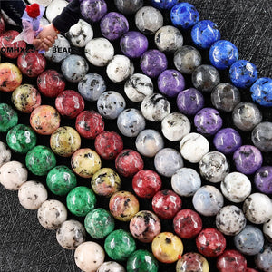 OMH Z29 8mm Faceted Granite DIY Accessories Decorated with Agate Round Beads