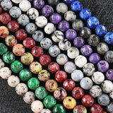 OMH Z29 8mm Faceted Granite DIY Accessories Decorated with Agate Round Beads