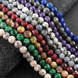 OMH Z29 8mm Faceted Granite DIY Accessories Decorated with Agate Round Beads