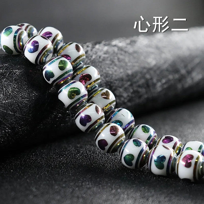 OMH Z33 10mm Carved Glass Beads Jewelry DIY Accessories Semi-finished Buttons