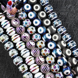 OMH Z33 10mm Carved Glass Beads Jewelry DIY Accessories Semi-finished Buttons