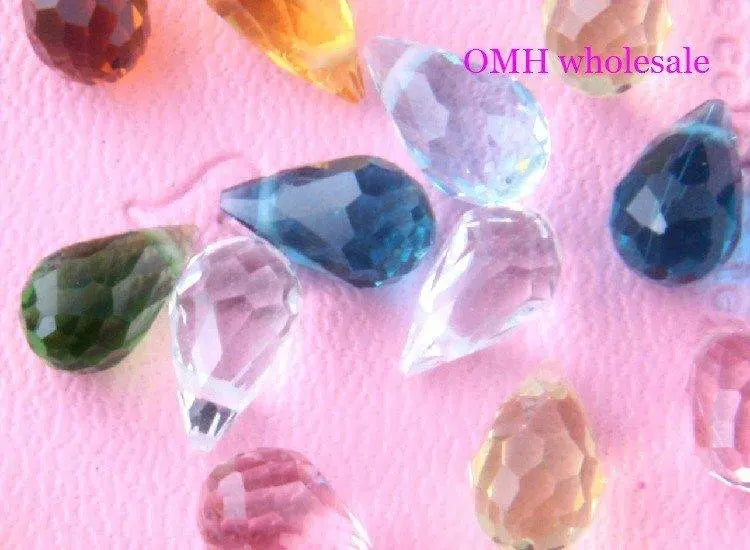 OMH 100pcs 8x13mm 8 colors Water droplets glass crystal beads