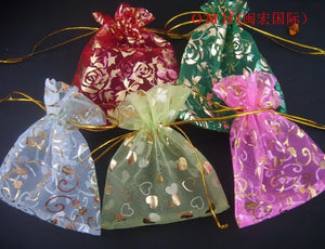 100pcs Mixed Chinese Voile Bags Christmas Wedding 12x10cm BZ03