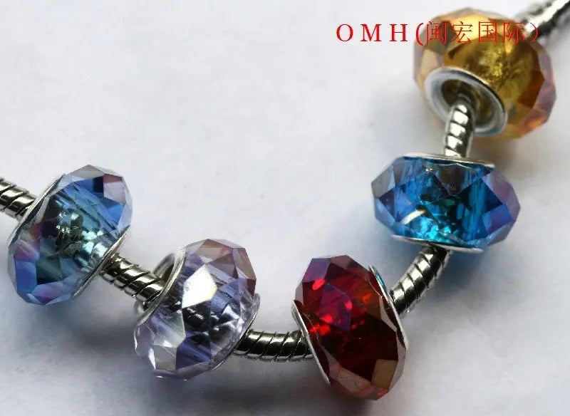 OMH 100pcs/lot Glass Crystal Beads Big Hole Beads for Biagi Bracelet